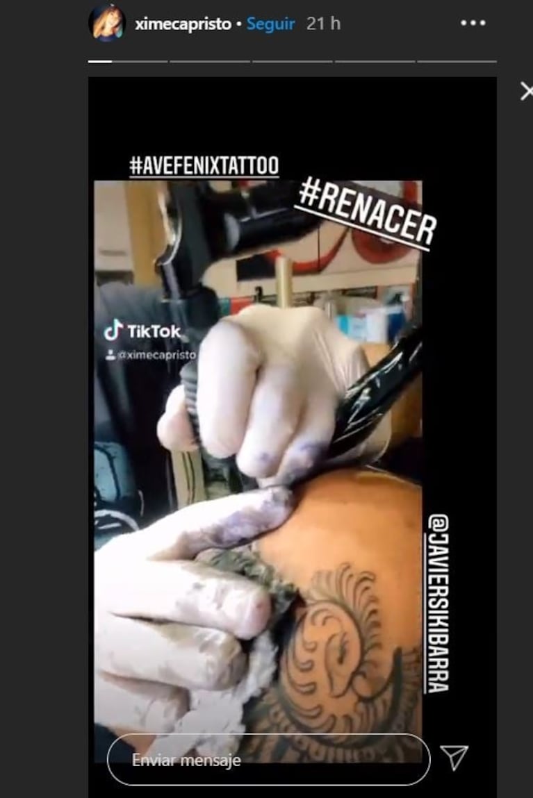 El significativo tatuaje que se hizo Ximena Capristo, en medio del conflicto con Gustavo Conti: "Renacer"