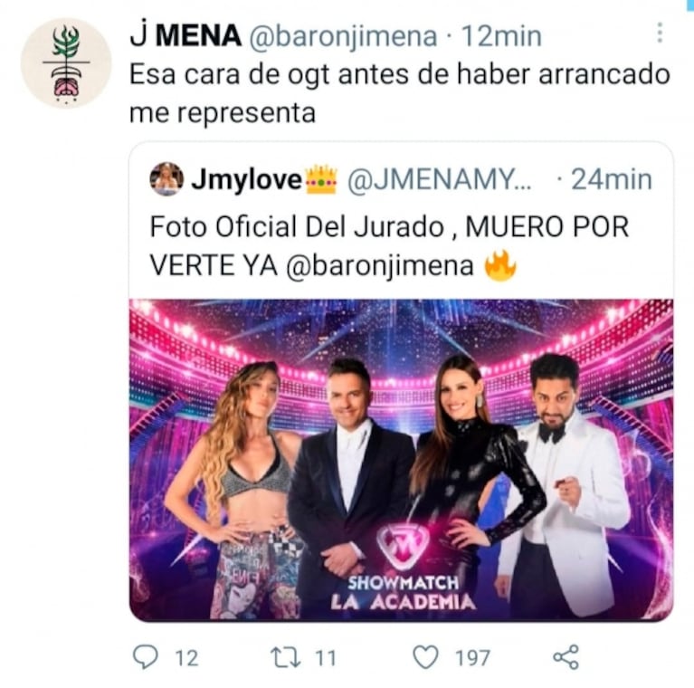 El sincericidio de Jimena Barón al ver su foto con el jurado de La Academia: "Esa cara de 'ogt' antes de haber arrancado me representa"