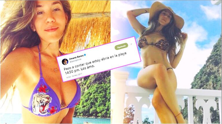 El sincericidio de Jimena Barón, en medio de sus vacaciones en la isla de Santa Lucía: Paso a contar que estoy ebria...