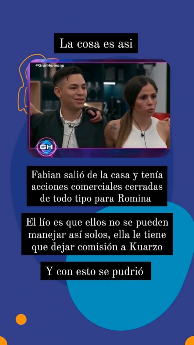 El sobrino de Romina Uhrig de Gran Hermano apuntó fuerte contra ella: "Un día le servís y al otro no"