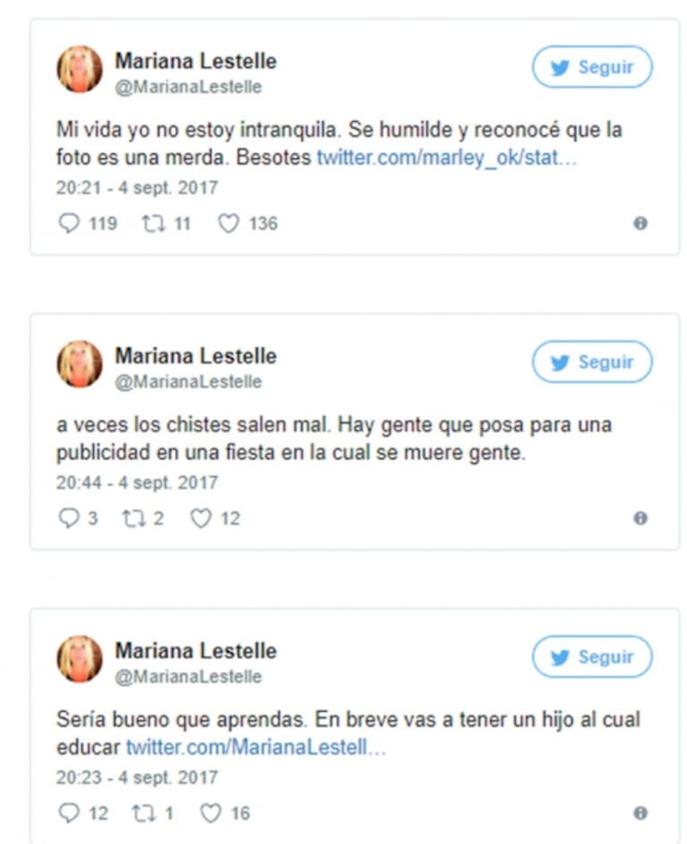 El sorpresivo cruce de Marley y Mariana Lestelle en Twitter: "Sé humilde, en breve vas a tener un hijo al cual educar"