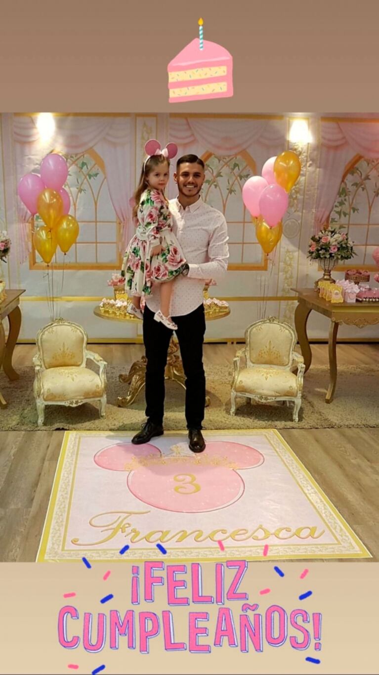 El súper cumpleaños de Francesca, la hija de Wanda Nara y Mauro Icardi: mega torta y decoración animada