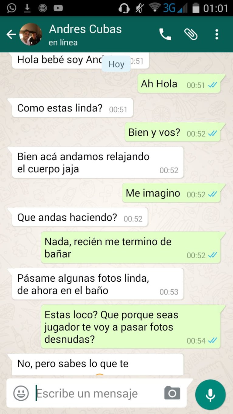 El supuesto chat de Emilia Mernes y Andrés Cubas. (Foto: X @anti_boti)