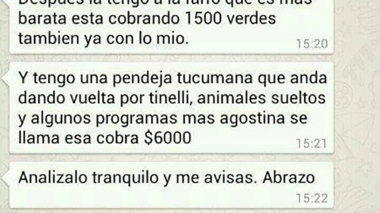 El supuesto chat. (Foto: Web)