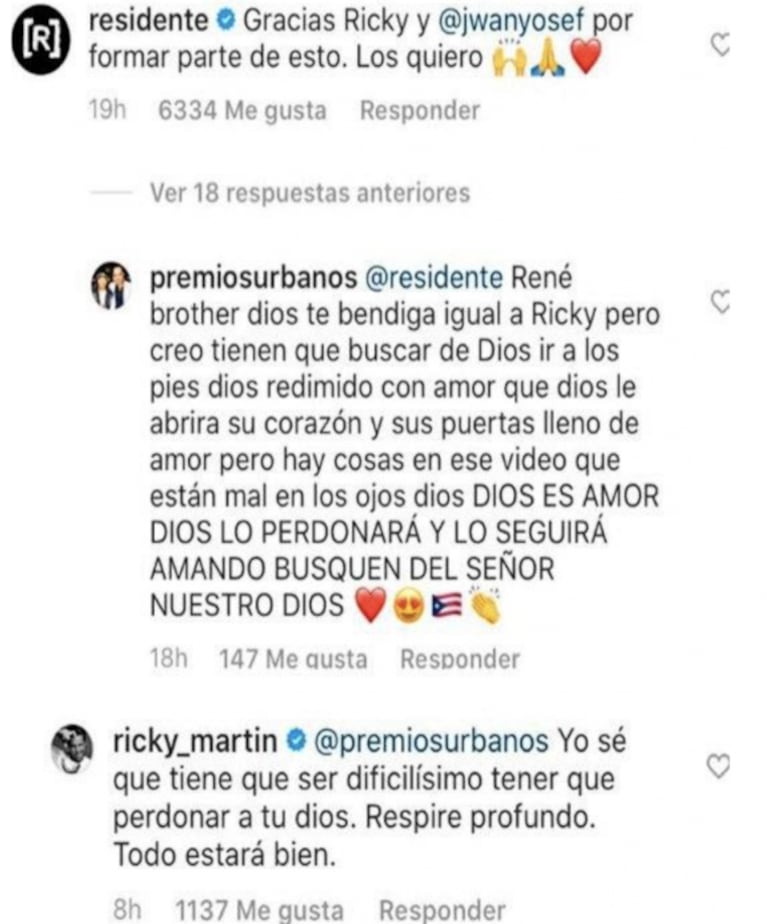 El tajante comentario de Ricky Martin a un usuario que lo criticó por haber besado públicamente a su pareja: "Respire profundo"