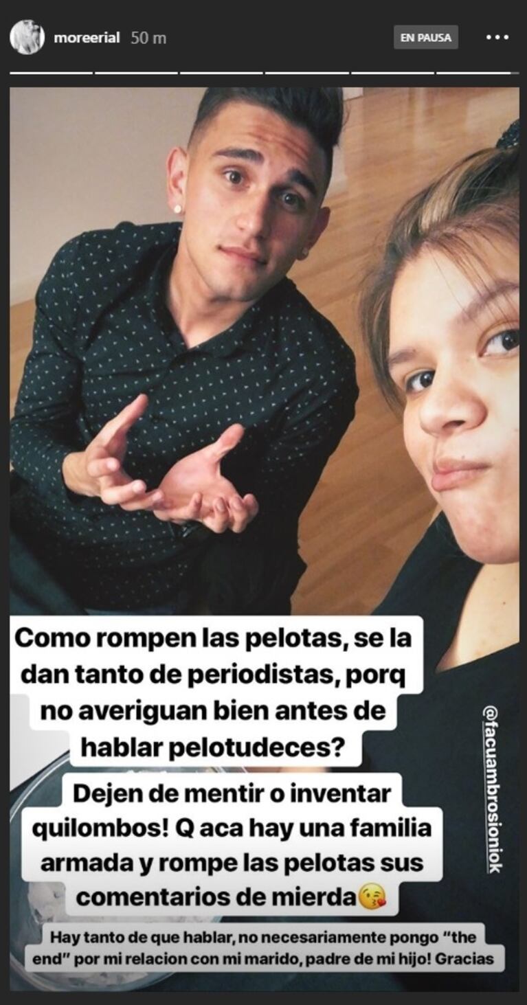 El tajante descargo de More Rial, en medio de rumores de crisis con Ambrosioni: "Acá hay una familia armada" 