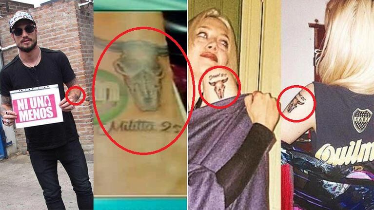 El tatuaje de Daniel Osvaldo. (Fotos: Twitter y Captura TV)