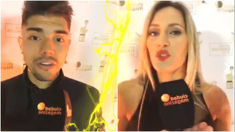 El tenso cruce de Mica Viciconte con Tyago Griffo en Los Más Clickeados 2017 (Fotos: Captura de Facebook Live de Ciudad Magazine)
