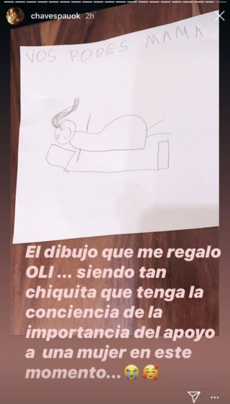 El tierno dibujo de Olivia por el embarazo de Paula Chaves: "Tiene conciencia de la importancia del apoyo a una mujer"