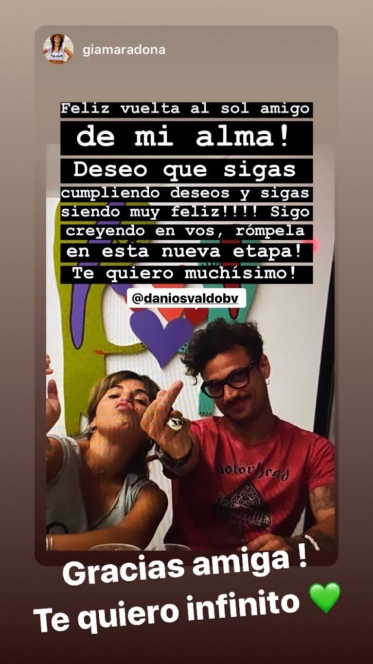 El tierno mensaje de Gianinna Maradona a Daniel Osvaldo por su cumpleaños: "Sigo creyendo en vos"