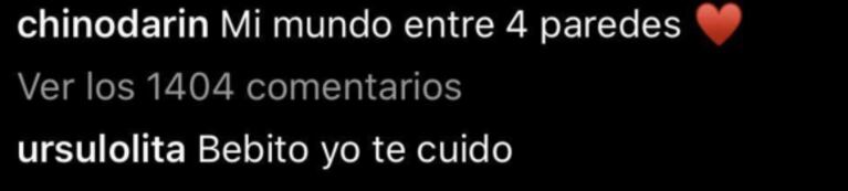 El tierno mensaje del Chino Darín a Úrsula Corberó en cuarentena: "Mi mundo entre cuatro paredes"