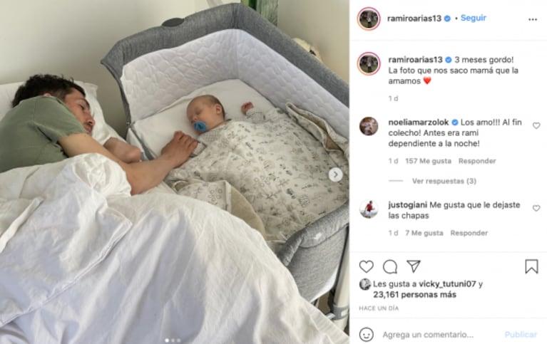 El tierno mensaje que el marido de Noelia Marzol le dedicó a su hijo por su "cumplemés": "Las fotos que nos sacó mamá"