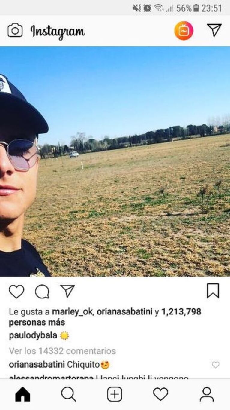 El tierno piropo de Oriana Sabatini a Paulo Dybala en Instagram ¡con emoticón incluido!: "Chiquito"