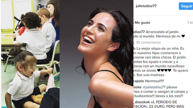 El tierno post de Julieta Díaz por el inicio del jardín de su hijita, Elena: "Saliendo al mundo"