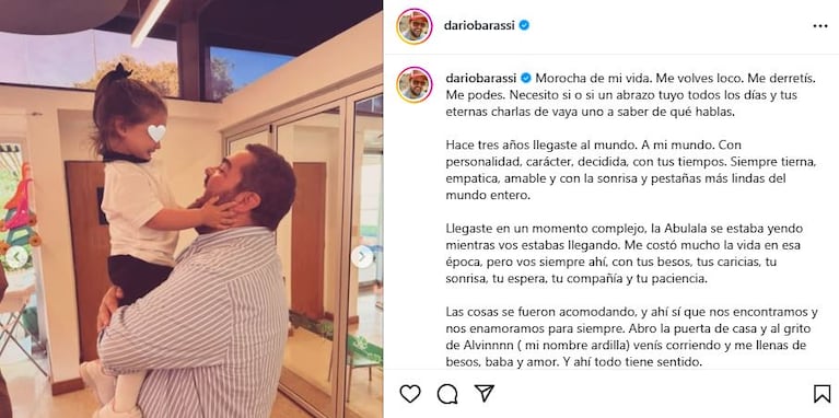 El tierno posteo de Darío Barassi para su hija Inés María (Foto: Instagram @dariobarassi)
