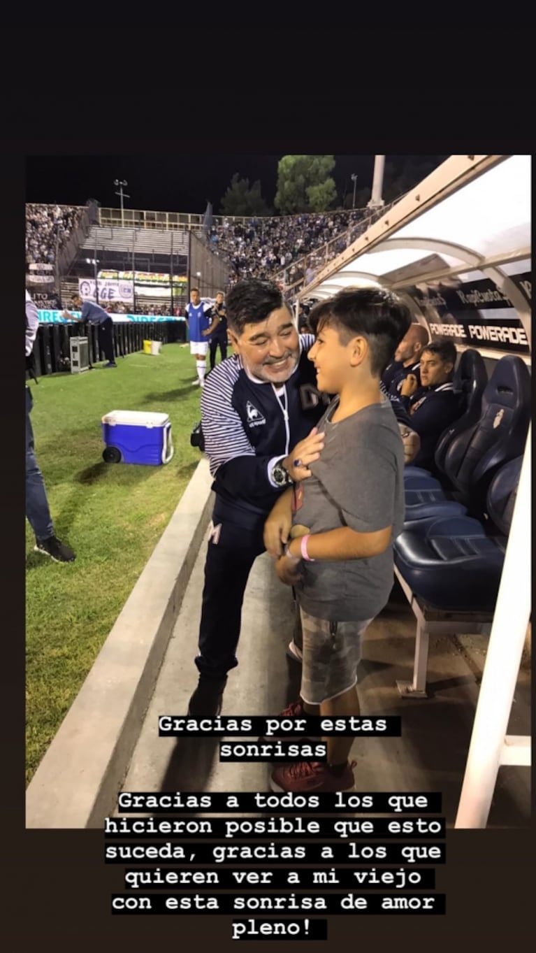 El tierno posteo de Gianinna Maradona con la foto del abrazo de Benjamín con Diego: "El amor vence todo"