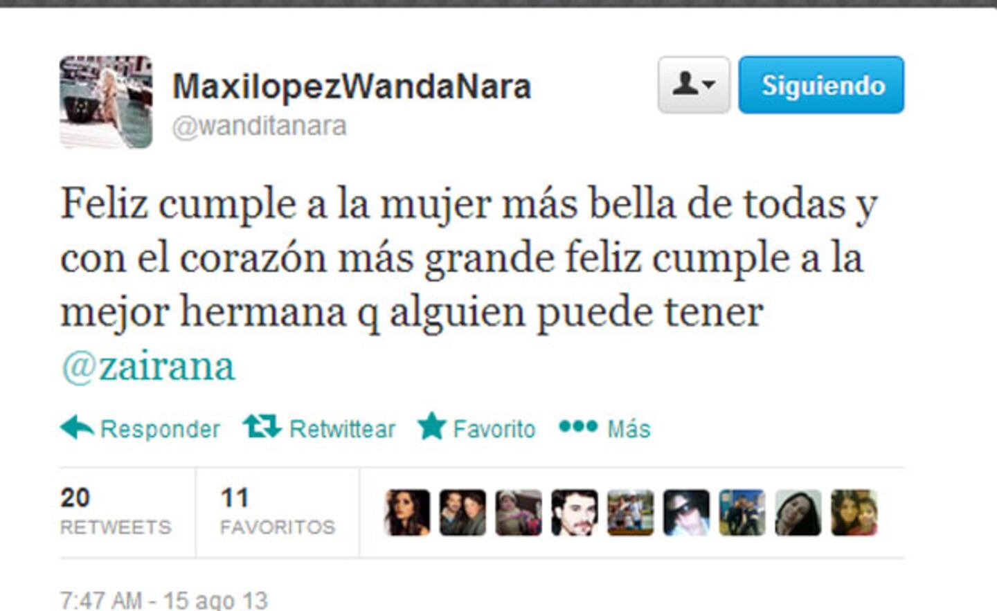 El tierno saludo de Wanda Nara para su hermana (Foto: Captura). 