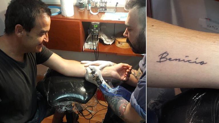 El tierno tatuaje de Waldo dedicado a su hijo Benicio. Foto: Twitter.