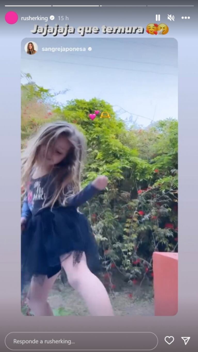 El tierno video de Magnolia, la hija de China Suárez y Benjamín Vicuña, cantando la canción que Rusherking le dedicó a la actriz