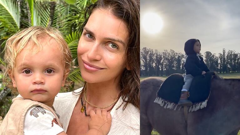 El tierno video del hijito de Zaira Nara montando solo a caballo.