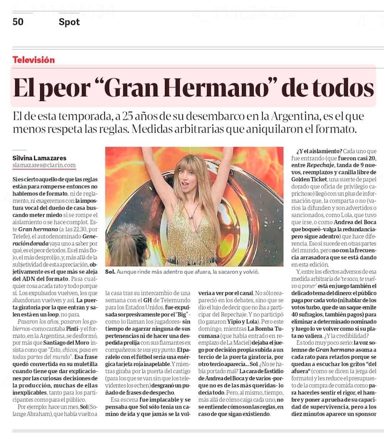 El tremendo titular de Clarín sobre la actual edición de Gran Hermano que generó polémica (Foto: X/ @nachorodriok)