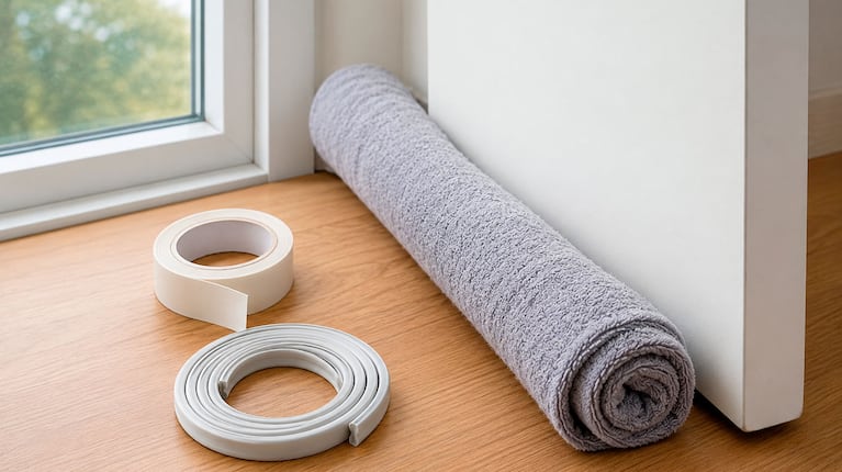 El truco viral para evitar que entre frío por puertas y ventanas  (foto creada con IA)