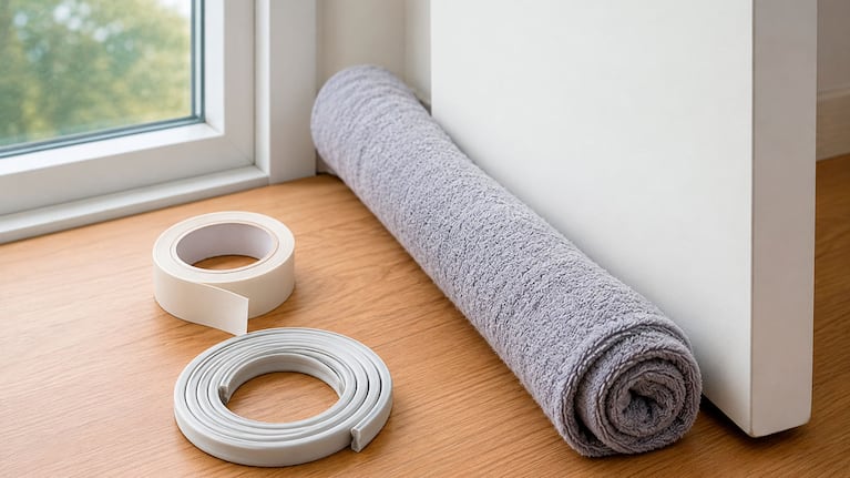 El truco viral para evitar que entre frío por puertas y ventanas (foto creada con IA)