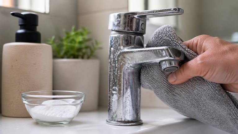El truco viral para limpiar la grifería del baño con apenas un ingrediente: queda perfecto. Foto: (imagen creada con IA)