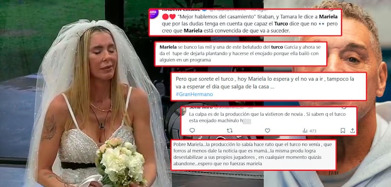 El Turco García plantó a Mariela Prieto vestida de novia y estallaron las redes (captura de X)
