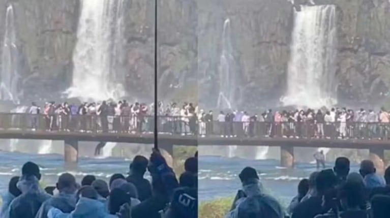 El turista se tiró al agua en Cataratas para recuperar su celular que se había caído. (Foto: Captura G1)