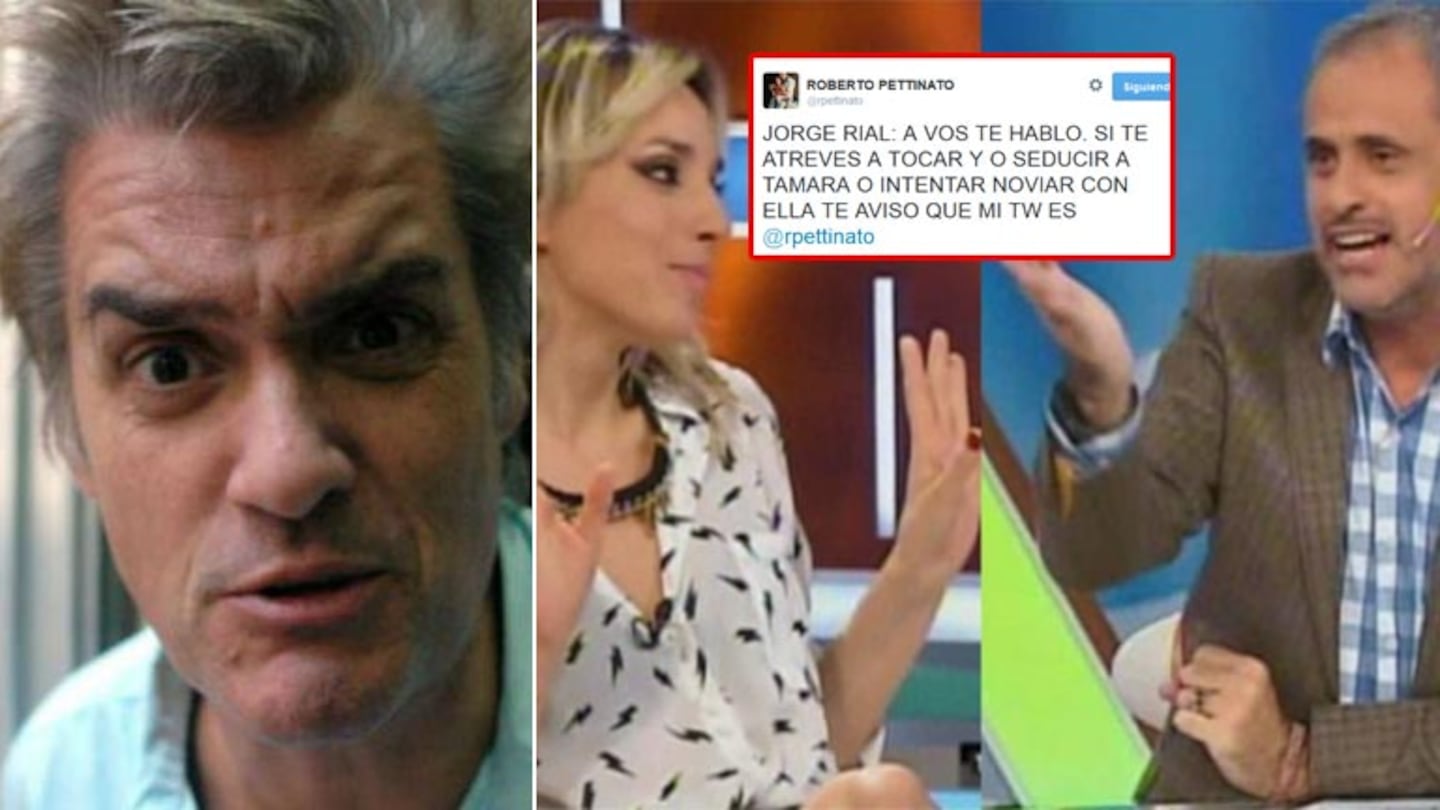 El tweet-advertencia de Roberto Pettinato a Jorge Rial. Fotos: Web, Twitter y Capturas TV.