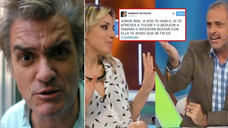 El tweet-advertencia de Roberto Pettinato a Jorge Rial. Fotos: Web, Twitter y Capturas TV.