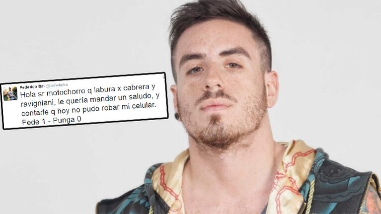 El tweet de Federico Bal tras sufrir un intento de robo callejero (Foto: Web y Twitter)
