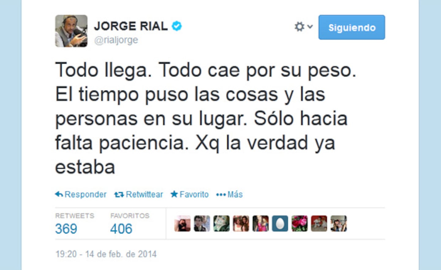 El tweet de Jorge Rial. (Captura: @rialjorge)