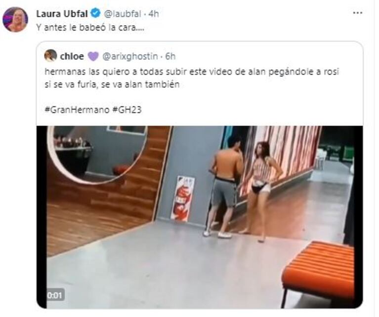 El tweet de Laura Ubfal sobre Alan y Rosina (Foto: Twitter / X)