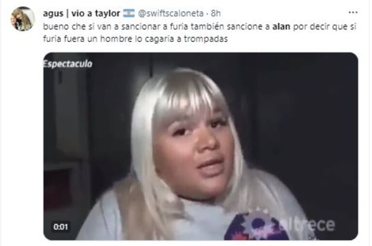 El tweet sobre la spuesta agresión de Alan a Rosina en Gran Hermano (Foto: Twitter / X)