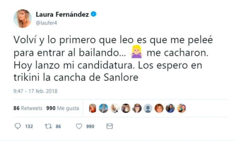 El tweet súper irónico de Laurita Fernández ante las especulaciones sobre su separación de Fede Bal: "Lo primero que leo es que me peleé para entrar al Bailando, me cacharon" 