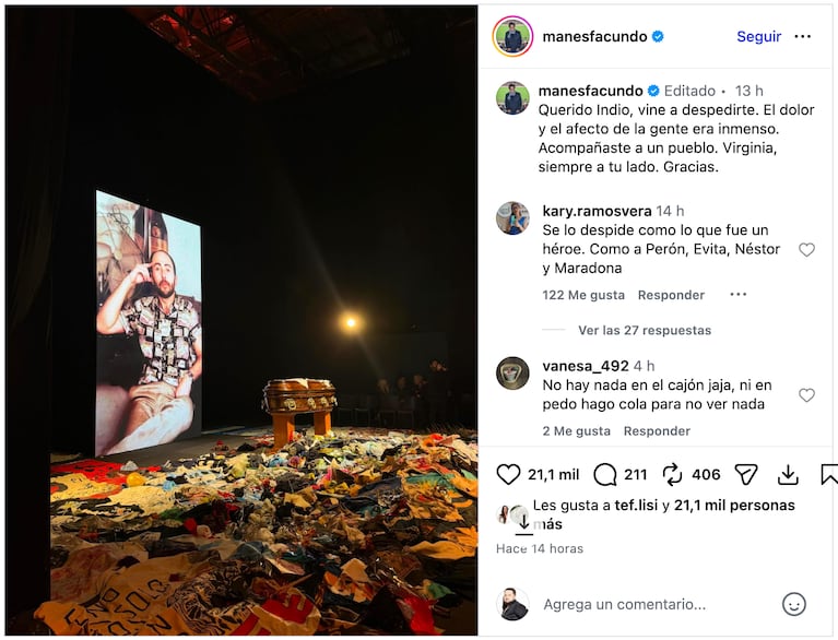 El velorio del Indio Solari: Los artistas que dijeron presente en la despedida. Crédito: Instagram