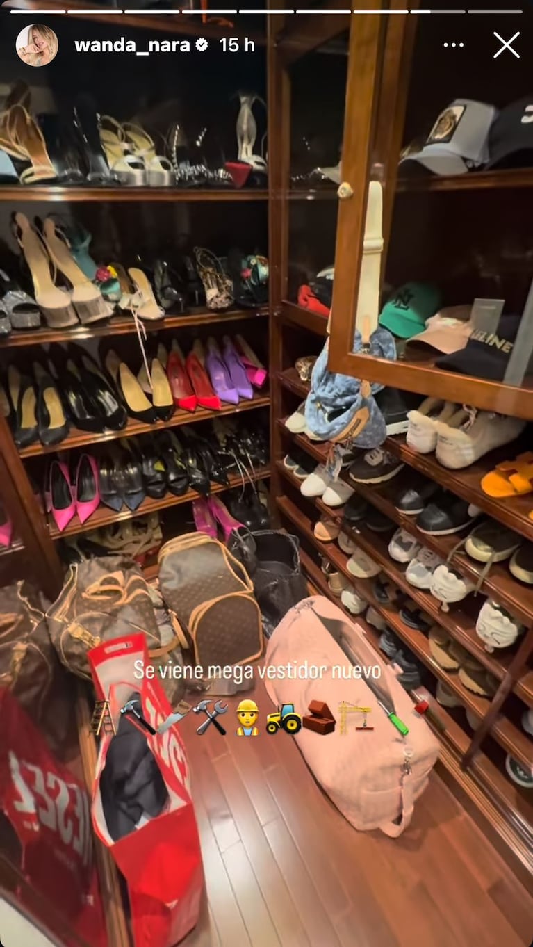 El vestidor que Wanda Nara reformará (Foto: captura de Instagram).