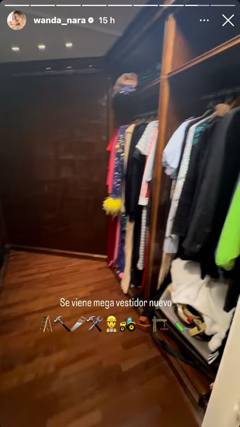 El vestidor que Wanda Nara reformará (Foto: captura de Instagram).