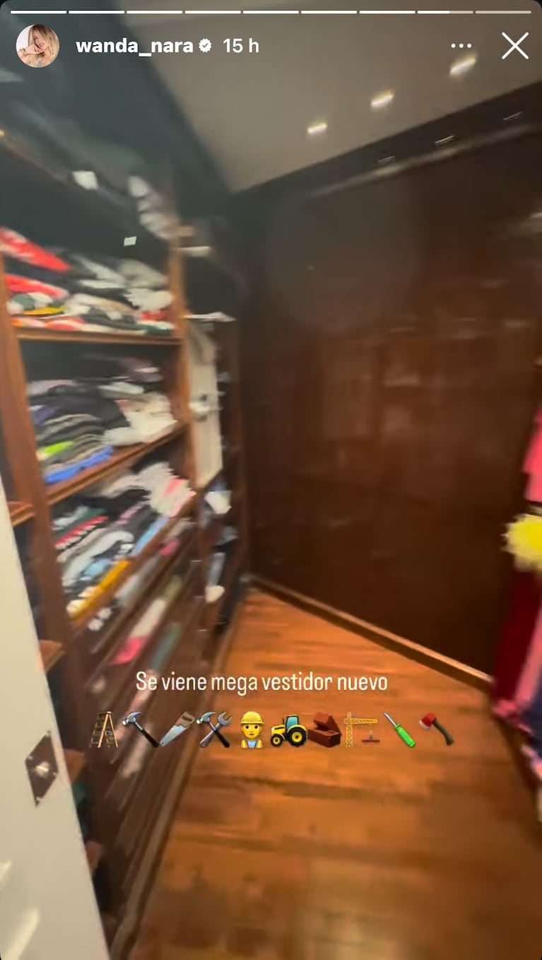 El vestidor que Wanda Nara reformará (Foto: captura de Instagram).