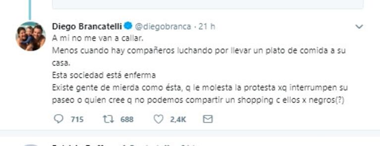 El video de la agresión a Diego Brancatelli en un shopping: "Andá a comprar a la villa, basura kirchnerista"