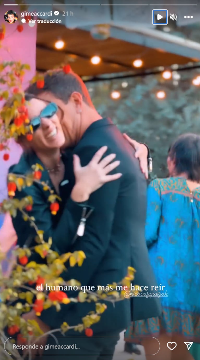 El video más romántico de Gimena Accardi y Nicolás Vázquez a los mimos en una fiesta