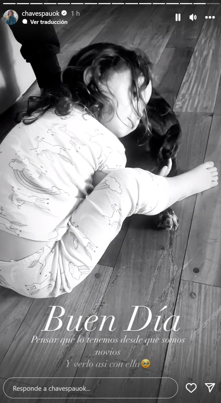 El video más tierno de Filipa, la hija de Pedro Alfonso y Paula Chaves, mimando a su perrito