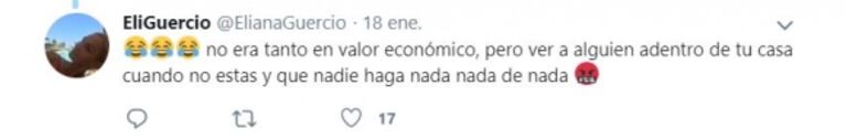 Eliana Guercio develó para quién eran sus furiosos mensajes en Twitter: "Una mujer a la que le gusta lo ajeno"