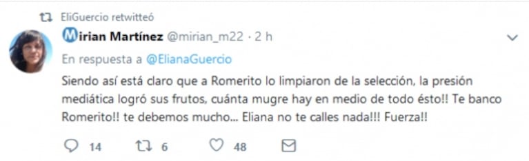 Eliana Guercio explotó tras la desafectación de Chiquito Romero del Mundial por una lesión: furiosos tweets