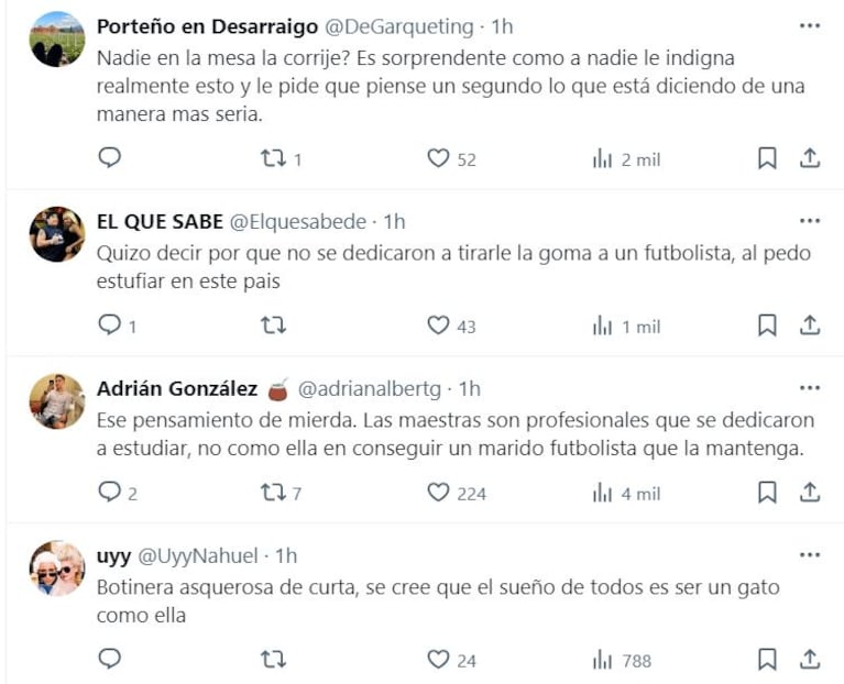 Eliana Guercio generó polémica en las redes sociales por un comentarios que hizo sobre los maestros (Foto: captura Twitter).