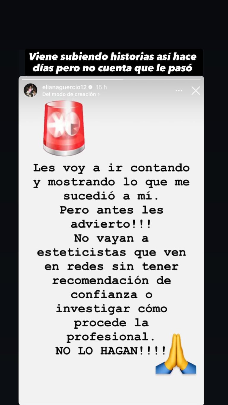 Eliana Guercio publicó un misterioso posteo sobre su estado y hay preocupación | Créditos: Instagram @estefaniaberardi