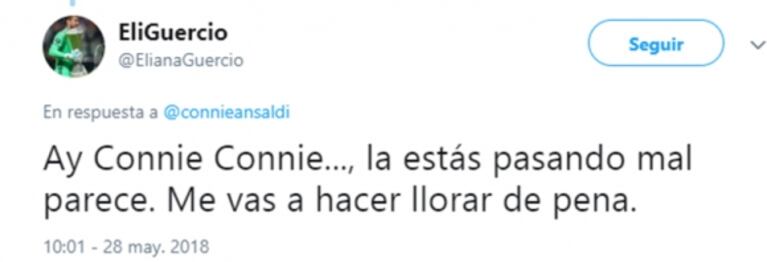 Eliana Guercio y Connie Ansaldi, escandaloso enfrentamiento twittero: "Me das lástima, necesitás ayuda"