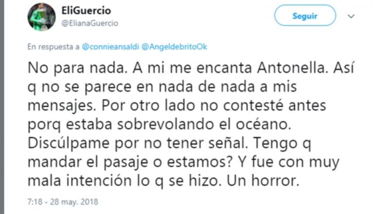 Eliana Guercio y Connie Ansaldi, escandaloso enfrentamiento twittero: "Me das lástima, necesitás ayuda"